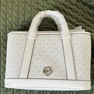 Michael Kors Cream Satchel with Silver Accents